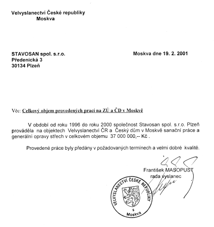 Celkový objem provedených prací na ZÚ a ČD v Moskvě